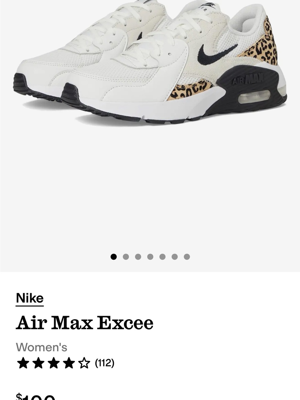 Nike Women's Sneakers in White with Leopard Print & Black Accents